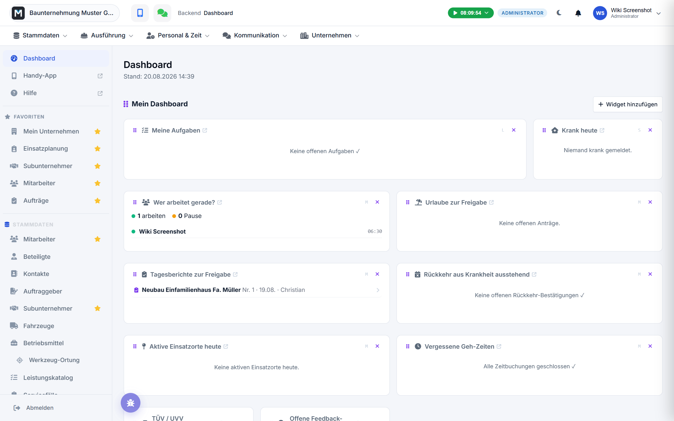 Anmeldung am Backend