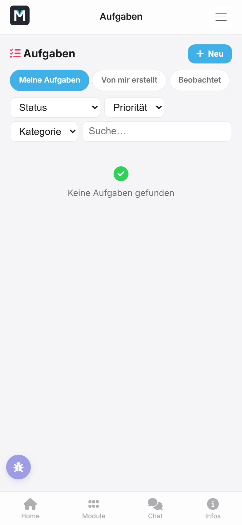 Aufgabenliste mit Filtern