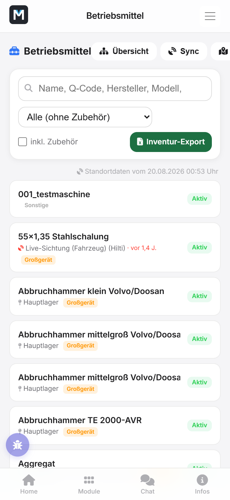 Betriebsmittel-Suche