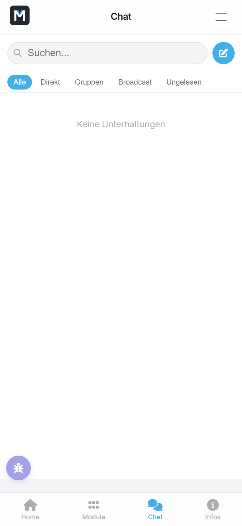 Chat-Übersicht mit Konversationsliste