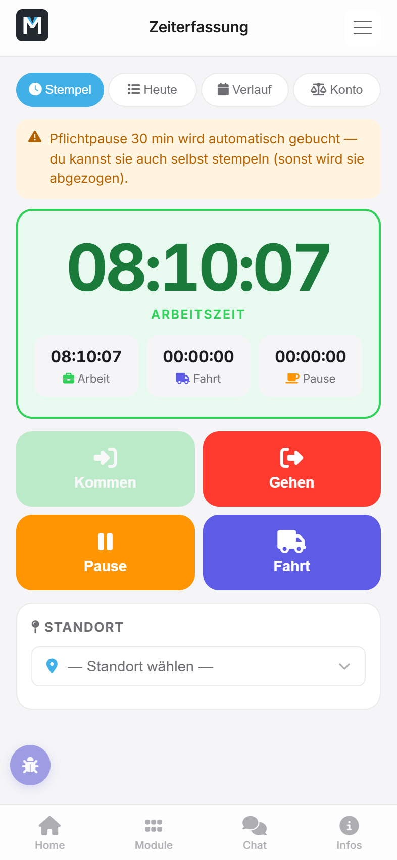 Die Stempeluhr am Morgen
