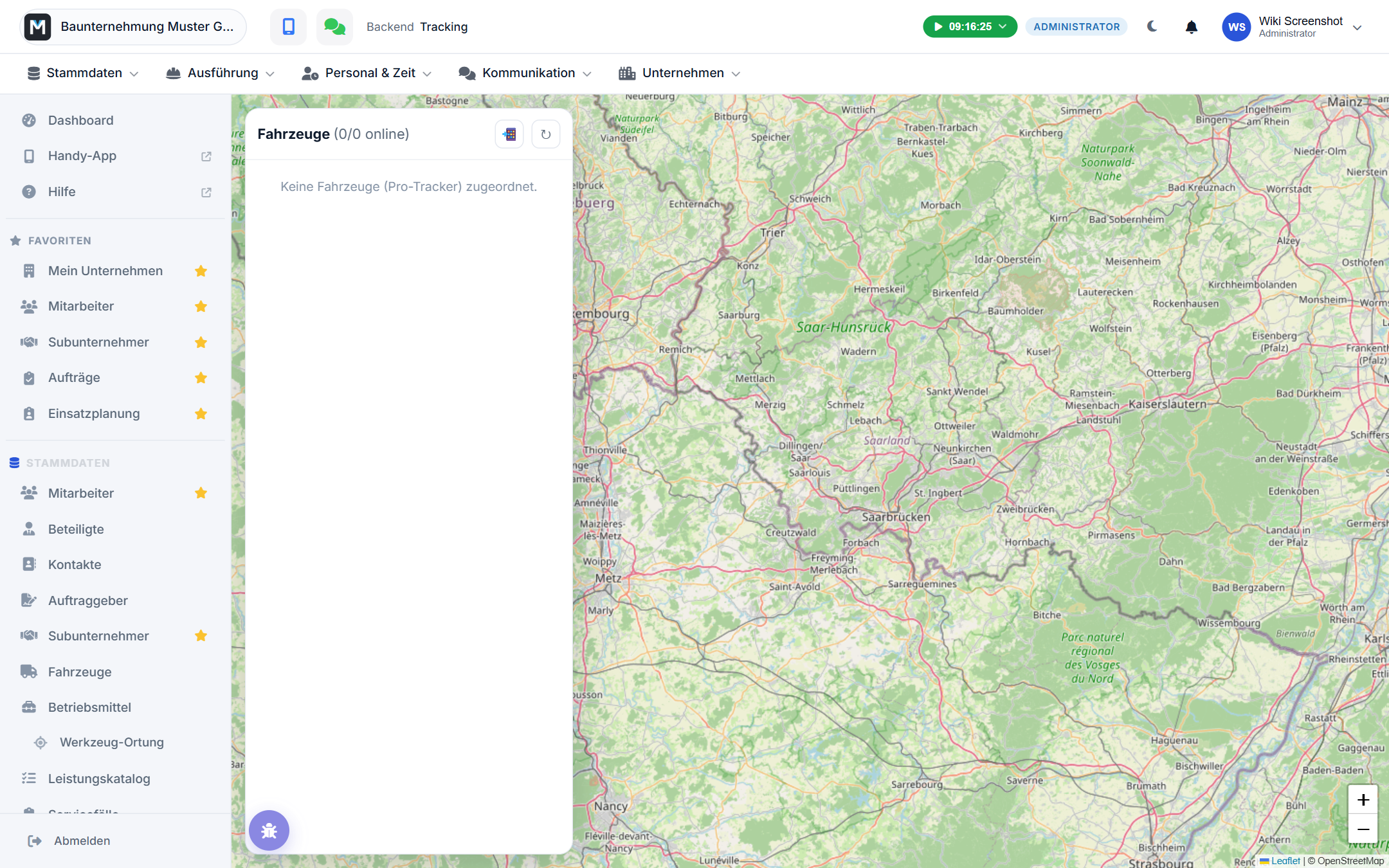 Fahrzeug-Tracking Kartenansicht